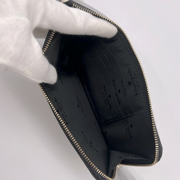 Kate Spade Lucy Spade Flower Medium L-zip Wristlet Black Multi - Picture 9 of 15